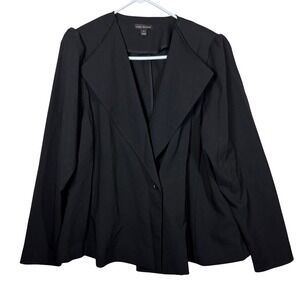 Lane Bryant Black Blazer Womens Size 14 Collarless One Button Jacket Office